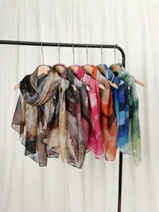 Women's Fashionable voile Scarf 85*180, Soft Printed Long Wrap for Versatile Style, Perfect for All Seasons, Boho Style Scarf