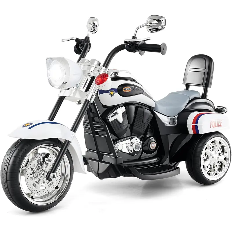 Costway Kids Motorcycle, 6V Battery Powered Ride on Chopper Motorcycle w/Horn, Headlight, 3-Wheel Stable Ride on Toys, Electric Toddler Motorcycle for Kids, Gift for Boys Girls,Christmas Festival Gift Black Friday Cyber Monday Gift Season BlackFriday