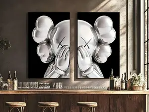Limited Silver Kaws Collage Poster, Kaws Poster Unframed Limited Silver Kaws Collage Poster, Kaws Poster Unframed
