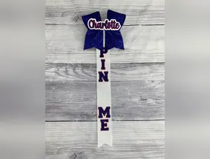 Royal Blue, White and Red Glitter Pin Me Ribbon