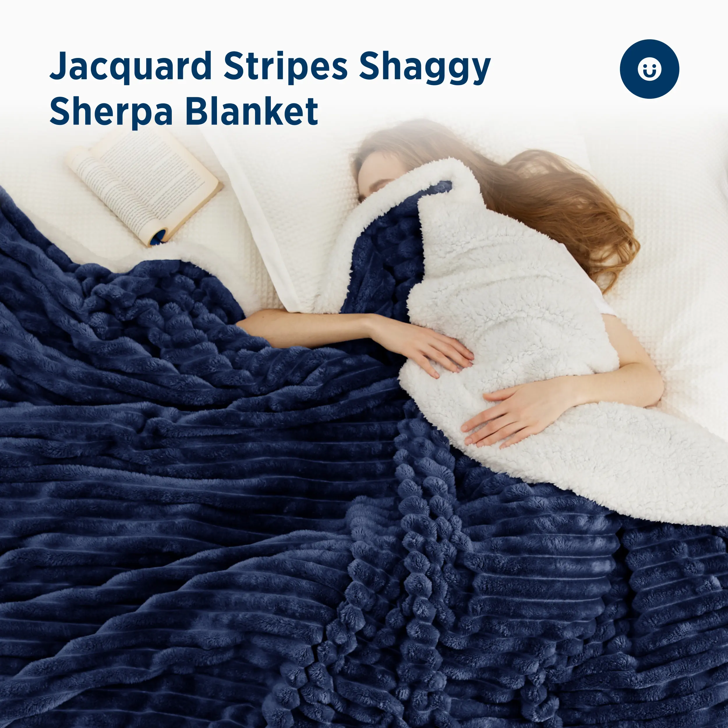 【backtoschool】Bedsure Striped Sherpa Blanket Super Soft Cozy Plush Fleece Flannel Solid  Modern Lightweight Comforter
