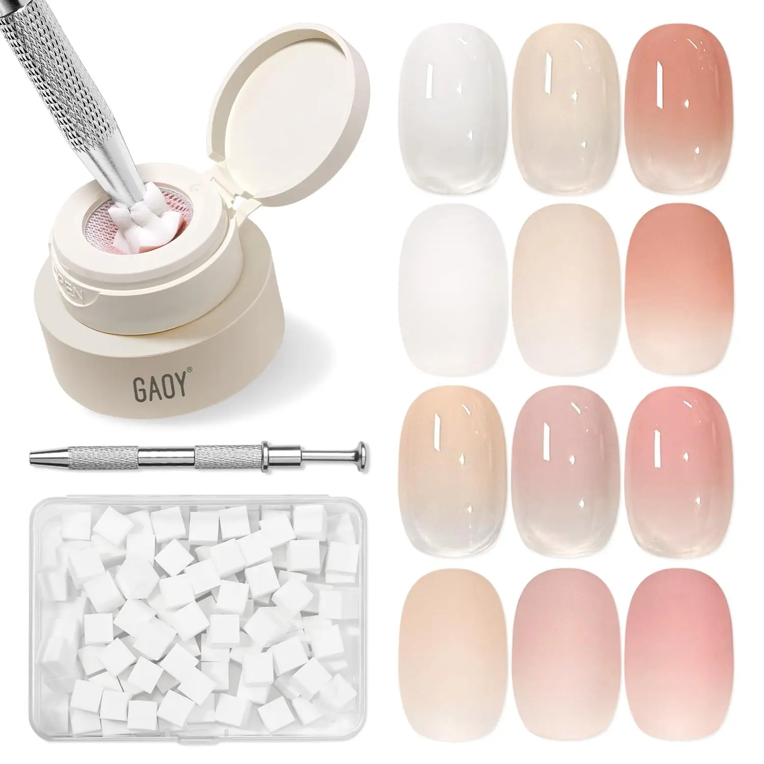 GAOY Cushion Ombre Painting Gel Kit, 6 Colors Gradient Patting Gel Polish with Sponges and Grabber Tool, for Ombre Nails Aura Blush Blend Nail Art Home & Salon Use, Pigmented No Wipe, Cherry Blossom