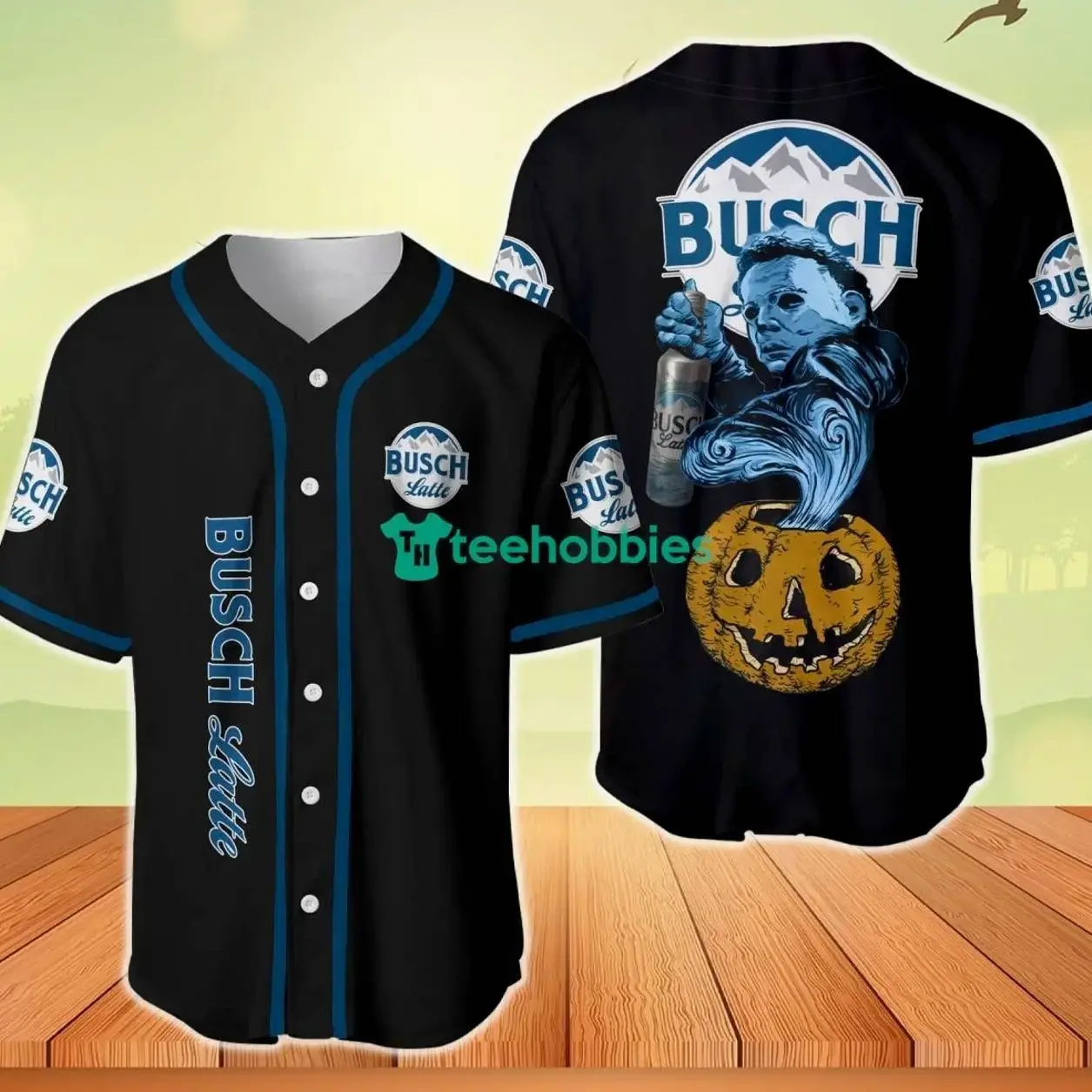 Buschhh Beer Horror Killer Pumpkin Baseball Jersey Men Women Oversized Streetwear Sports Shirt Team Jersey Fan Outfit Unisex Casual Top