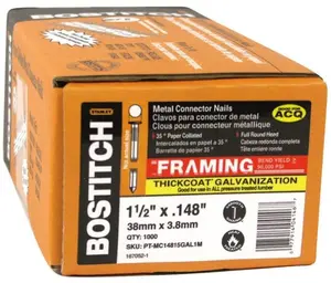 Stanley Bostitch 1000 Count 1.5 in. X .148 Galvanized Metal Connec