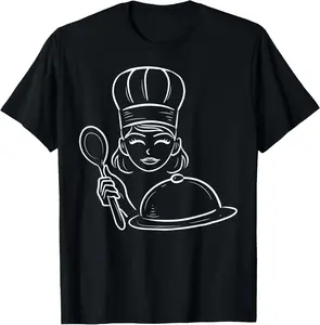 100% Cotton Unisex Female Chef Hat Cook Foodie Lover Gourmet Cooking T-Shirt