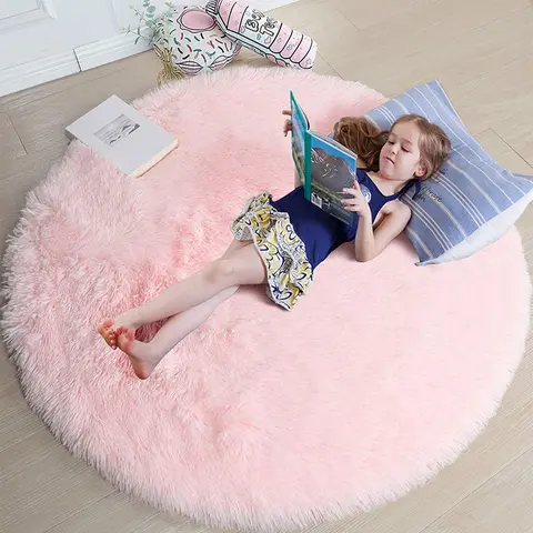 Round Shaped Soft Plush Rug, 1 Piece Non-slip Fluffy Shaggy Rug, Decorative Mat for Home Living Room Bedroom Nursery Room Game Room Dormitory, Solid Color Bedroom Area Rug, Fluffy Modern Rug, Soft Fluffy Rugs