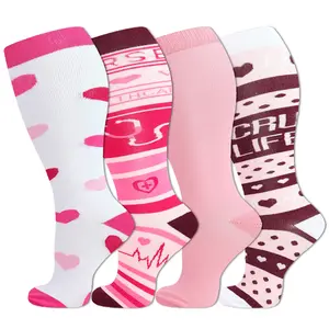 STANDWAY 4 Pairs Compression Socks for Men & Women (15-20mmHg) - Promotes Circulation, Eases Varicose Veins, Relieves Leg Pressure - Specially Designed for Running and Various Sports.