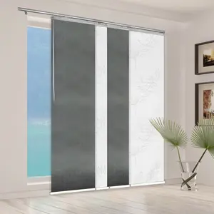 4-Panel Single Rail Panel Track Blind Extendable 48"-88"W x 91.4"H, Panel width 23.5", Lotus, Dove