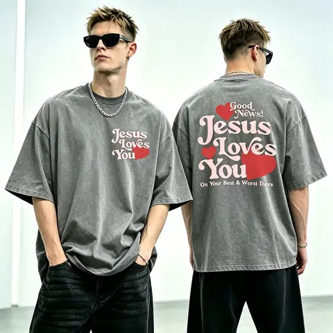 Women's Solid Lightweight Plain Cotton Christian T-Shirt - Short-Sleeve Round Neck Casual Top, "Good News Jesus Loves You" Graphics, Smooth Seamless Fabric, Summer Faith Apparel