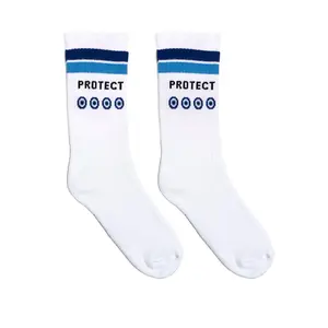 Protect Classic Crew | Soft Cotton Blend White Socks with Padded Soles - Casual Comfy Breathable Above Ankle Socks – Unisex Daily Wear Socks Fabric Menswear