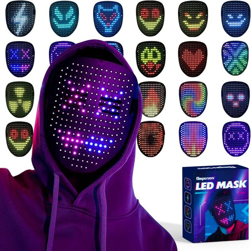 LED Mask, Light Up Mask with Gesture Sensing, Unisex LED Halloween , Christmas Mask with 50 Patterns Glow, Costume Cosplay Party Masquerade ｜ Halloween Gift ｜