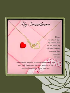 Women's Elegant Rhinestone Decorated Heart Shaped Pendant Necklace, 2024 New Style Exquisite Trendy Pendant Necklace, Chic Jewelry As Gift for Girlfriend