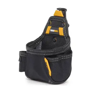 1PC TOUGHBUILT Heavy-Duty Tape Measure Pouch Tool Organizer - All-Purpose Black Fabric Storage Bag with Multiple Compartments, Convenient Tool Pockets, for Workshop, Garage, DIY Projects TB-CT-25