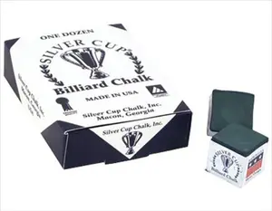 212 MAIN Billiards Silver Cup Chalk, 12 Pieces Navy Blue Billiards Accessories - Box of 12