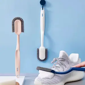 White Cleaning Brush Shoes with Handle Multi Use, Clothes Kitchen Washing Brush Plastic