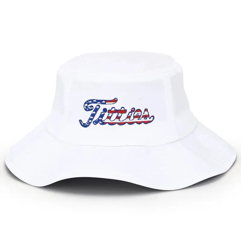 CURVES & CLUBS Graphic Bucket Hat - Funny Rope Snapback for Adult Men, Breathable Performance Golf Accessory with American Flag Colors, Fathersday Sunscreen Gift for Golf Enthusiasts