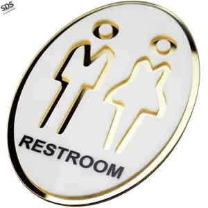 Double Layer Acrylic Restroom Signage, Unisex Toilet Indicator Plate, Bathroom Warning Plaque, Durable Acrylic Material, Restroom Signs For Business