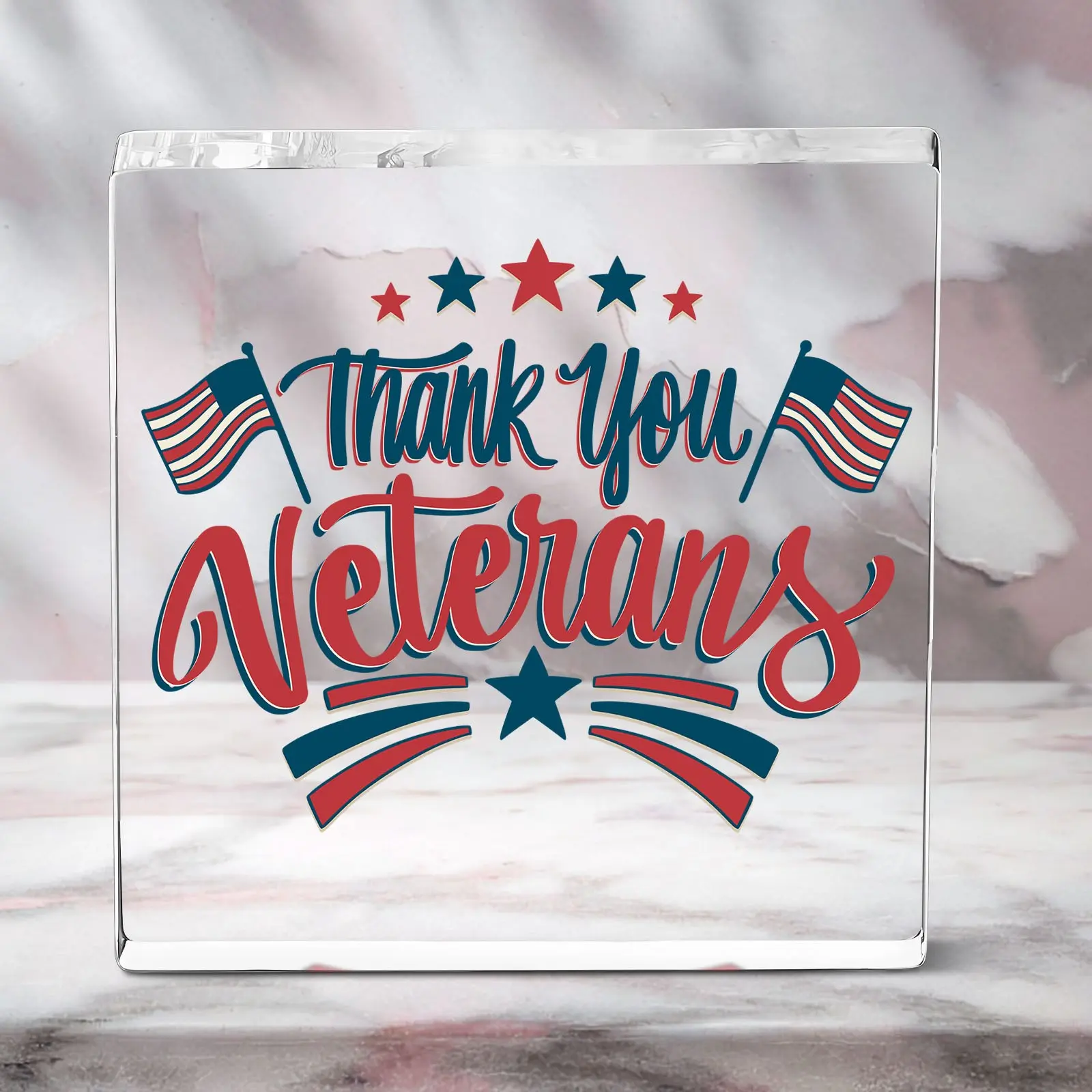 Veteran Memorial Gift, Military Desktop Plaque with Soldier Badge, Acrylic Decor for Veterans Day, Retirement Party, Christmas, Thanksgiving