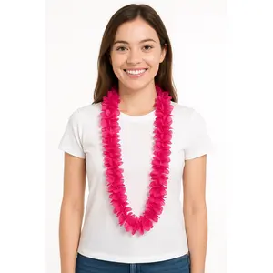 Bright Pink Hawaiian Lei Necklace - 40"