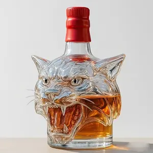 Cute Cat-Shaped 300ML Whiskey Decanter & Wine Bottle, Portable Glass Beverage Dispenser, No Electricity, Perfect for Parties, Durable Glassware