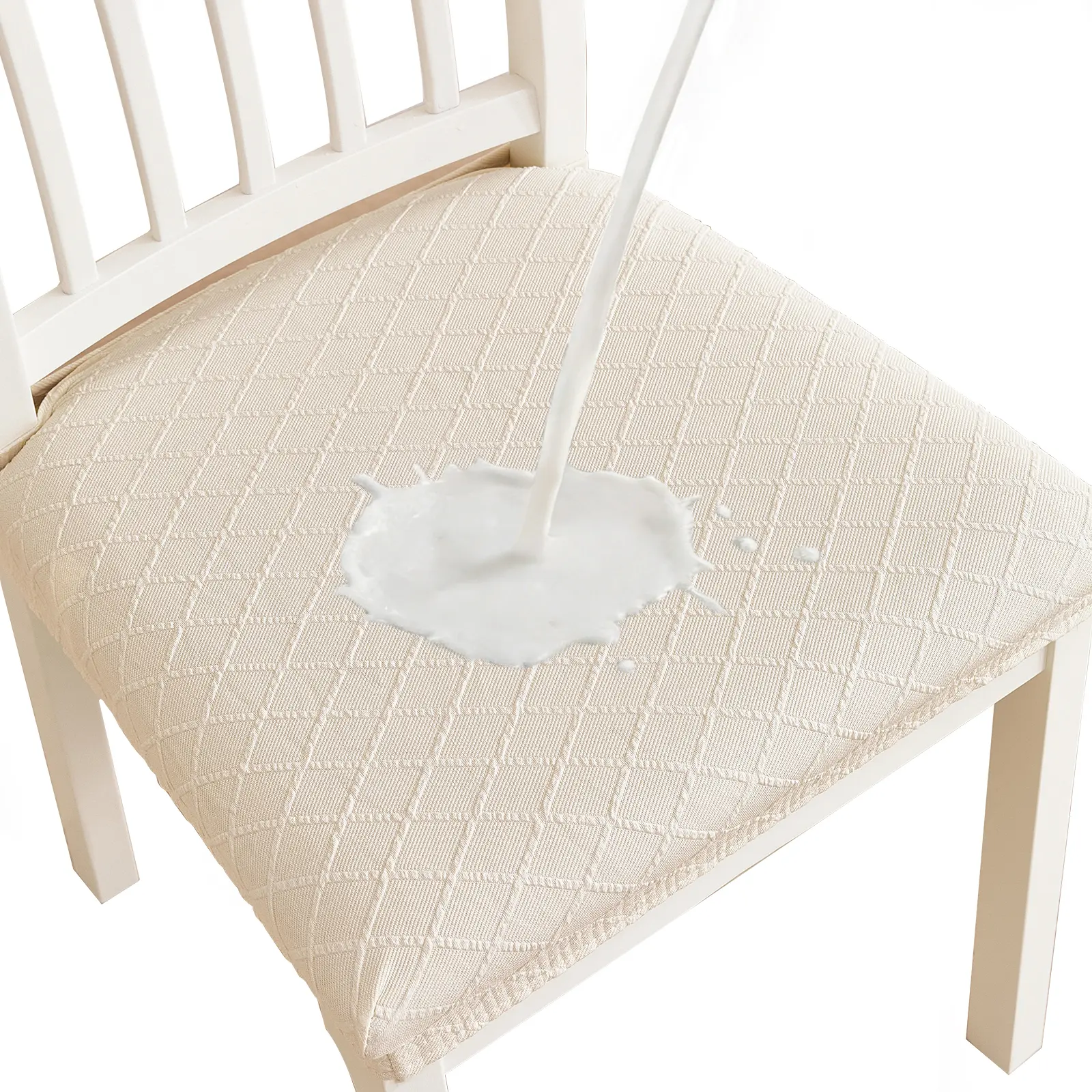 Waterproof Quilted Diamond Chair Covers Set of 4/6 Stain-Resistant Full Slip-On Elastic Fit for Dining Office Universal Protection