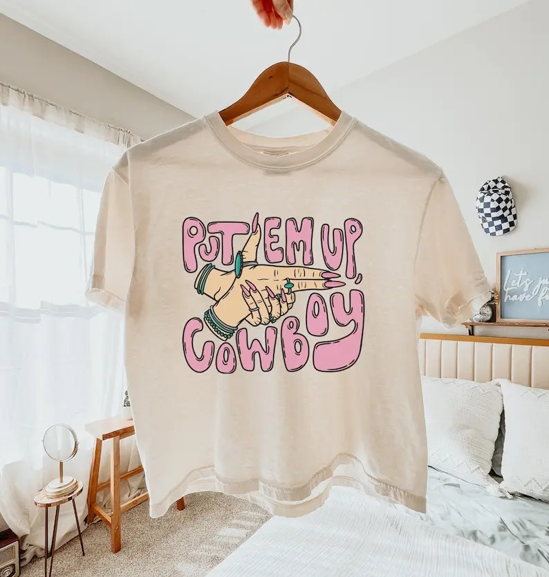 Put Em Up Cowboy Comfort Colors Boxy Crop Top Shirt