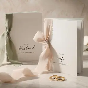 Elegant Wedding Vow Book Set of 2 - His and Hers Vow Books with 5 Ribbons, Lined Pages for Personal Vows, Beautiful Personalized Addition for Your Wedding Day