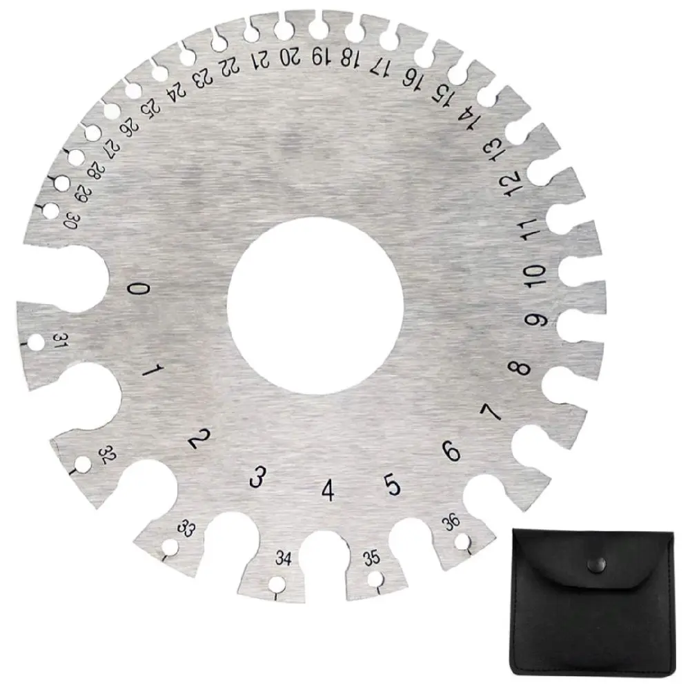 Risbay 1Pcs Round Dual Sided Metal Sheet Guage,Stainless Steel Metal Wire Gage Measurement Tool