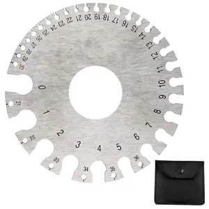 Risbay 1Pcs Round Dual Sided Metal Sheet Guage,Stainless Steel Metal Wire Gage Measurement Tool