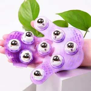 Handheld Massage Roller, Nine Beads Rotating Design for Shoulder Neck Back Abdomen Leg Arm Relief, Flexible Easy Operation