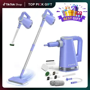 FEPPO Steam Mop with Detachable Handheld Steam Cleaner for Home and Floor Cleaning, 10-in-1 Multi-purpose Attachments & 2 Pads, Powerful Steamer for Floors, Hardwood, Tiles,Grout,Windows,Kitchen,Bath