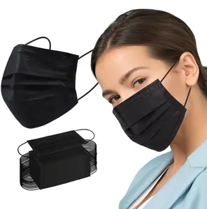 Disposable Face Mask, 100 PCS Black Masks, 3 Ply Protection Face Masks