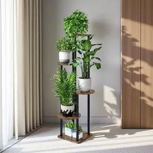 Plant Stand Indoor 5 Tier Metal Plant Shelf for Multiple Plants Corner Tall Flower Holders for Living Room Balcony Bedroom Patio Garden
