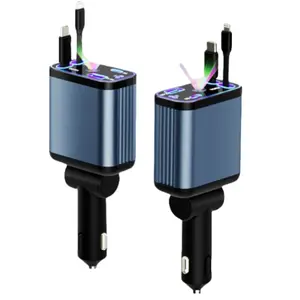 Starry ceiling 4-in-1 Car Roof Super Fast Retractable Car Charger with Anti-Tangle Retractable Cables, Dual Charge Port，Starlight In Roof Fast Charging Adapter -Automotive  car charger  starlight led charger No aromatherapy