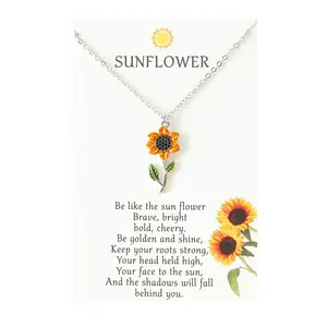 Women's Sunflower Pendant Necklace Daisy Flower Clavicle Chain Daily Jewelry Ins