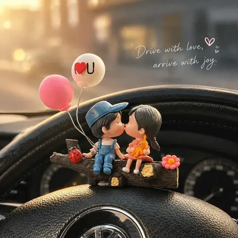 Heat-proof Playful Couple Tree Car Trinkets, Girl Car Accessories, Compact Cartoon Figurines, Creative Home Decor Statues, Ideal Gift for Teenage Girls