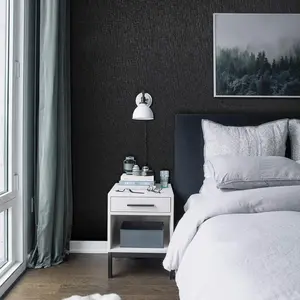 Black Silk Wallpaper Embossed Self Adhesive Peel and Stick Wallpaper Contact Paper Removable Bathroom/Bedroom Waterproof Kitchen Vinyl Wrap Cabinet Furniture Textured Renter Friendly Wall Gift Paper for Cabinets Wrapping Sticker Paper Shelf Liner