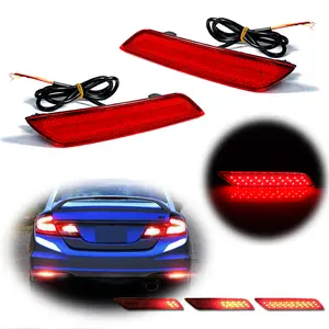 2pcs For 2013 2014 2015 Honda Civic Sedan LED Rear Bumper Reflector Tail Brake Signal lamps Lights, Replace OEM # 33505-TR0-A51 33555-TR0-A51 33505TR0A51 33555TR0A51