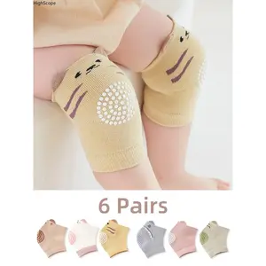 Unisex Fit Baby Crawling Knee Pads Set - 6PCS Moderate Thickness, Anti-Slip Soft Fashion Accessory with Cute Kneesocks