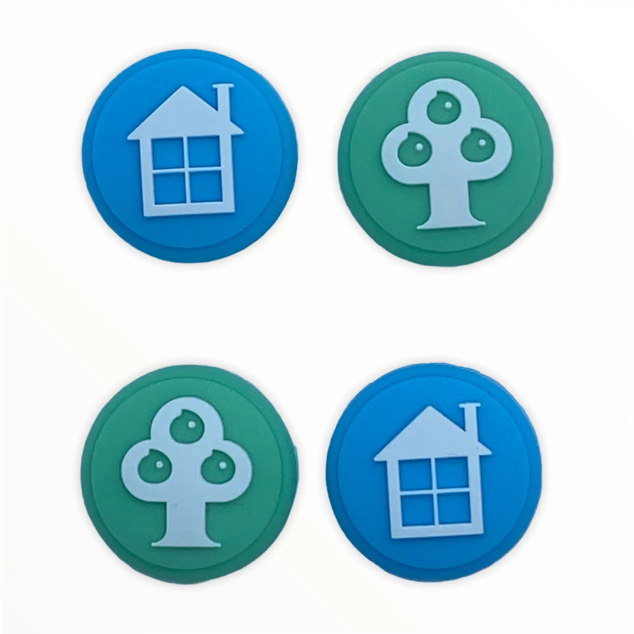 JenDore Green Tree & Blue House 4Pcs Silicone Thumb Grip Caps for Nintendo Switch