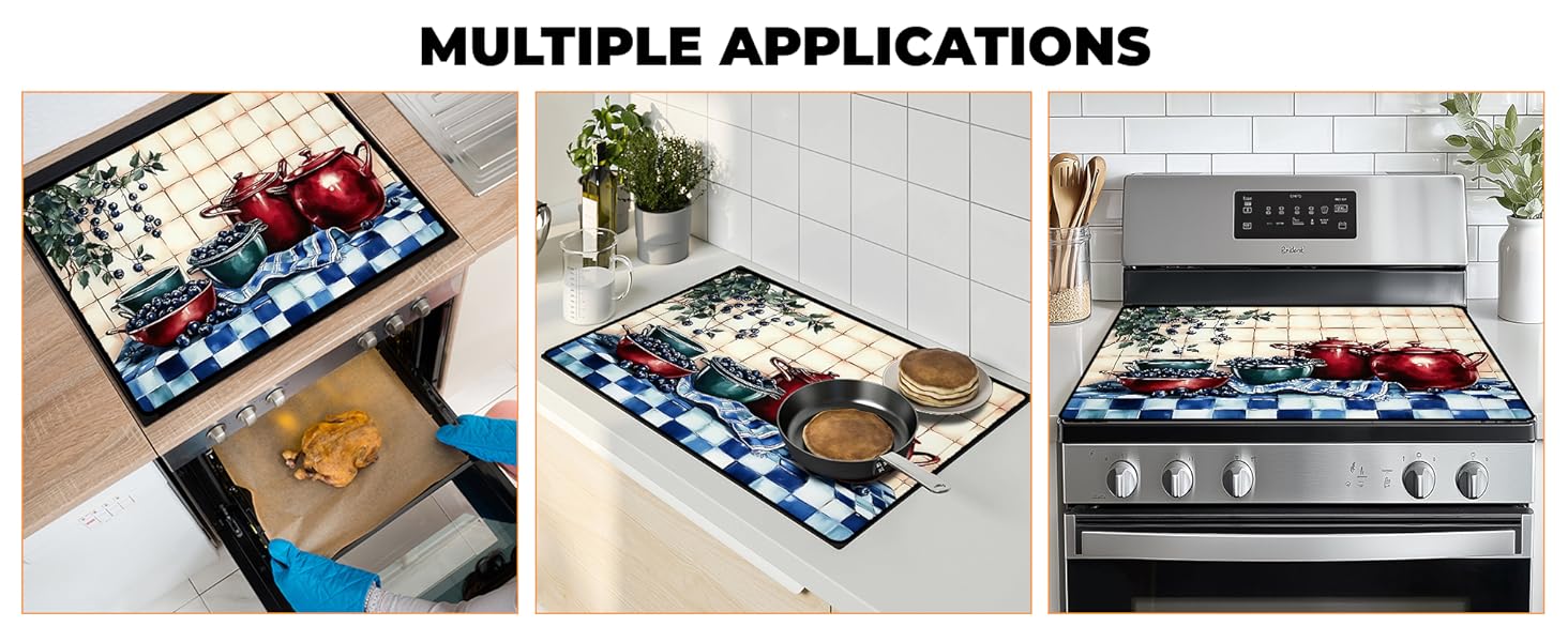 JOYFINITY Heat-Resistant Glass Stove Top Cover with Anti-Slip Rubber Coating – Electric Stove Protector, Scratch-Resistant, Expands Counter Space, Stylish Kitchen Decor