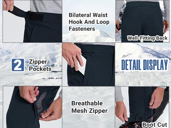 33,000ft Male Ski Pants - Waterproof, Insulated for Winter Skiing, Snowboarding (Sports & Outdoor Professional Clothing)