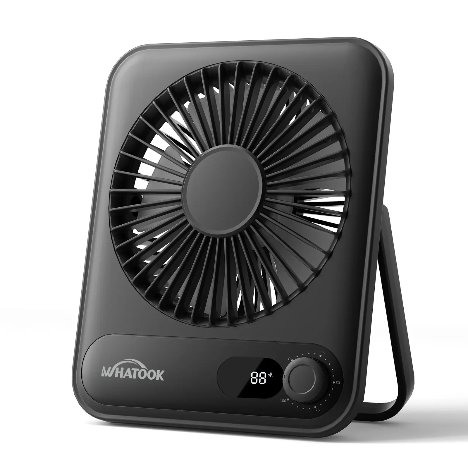 WHATOOK Small Desk Fan 2000mAh 10 Hours Battery Office Fan Quiet Mini Desktop Fan Portable Rechargeable Travel Essentials