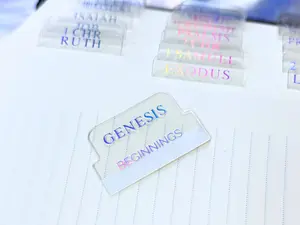 Holographic Transparent Clear Bible Tabs Holo Foil for Books of the Bible English Peel and Stick Christian Book Themes