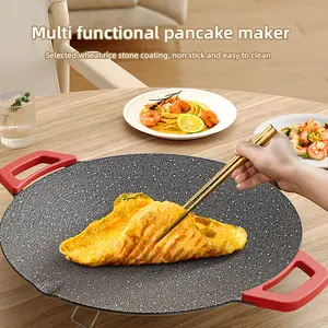 Multi functional electric oven, home pancake maker, electric frying pan, temperature protected pancake tray with 5 adjustable temperature levels and non stick coating suitable for breakfast pancakes and outdoor travel