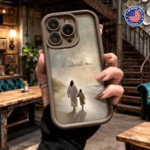 Artistic Christian Jesus Walking Faith Aesthetic Design Case for iPhone 17 16 15 14 Pro Max 13 12 11 XR XS Plus Air Slim Shockproof Anti Drop Lightweight Durable TPU Cover