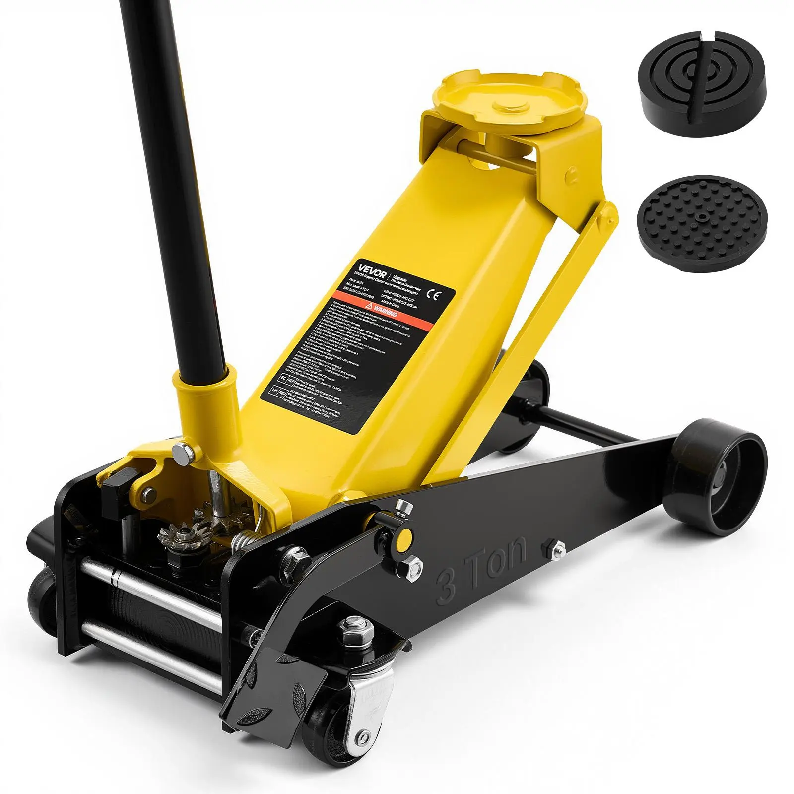 【BackToSchool】VEVOR Low Profile Floor Jack, 3 Ton (6614 lbs) Capacity, Steel Racing Floor Jack with Single Piston Quick Lift Pump & Foot Pedal, Hydraulic Trolley Car Lift for SUVs, Pickups, Lifting Range 5.1"-19.7"