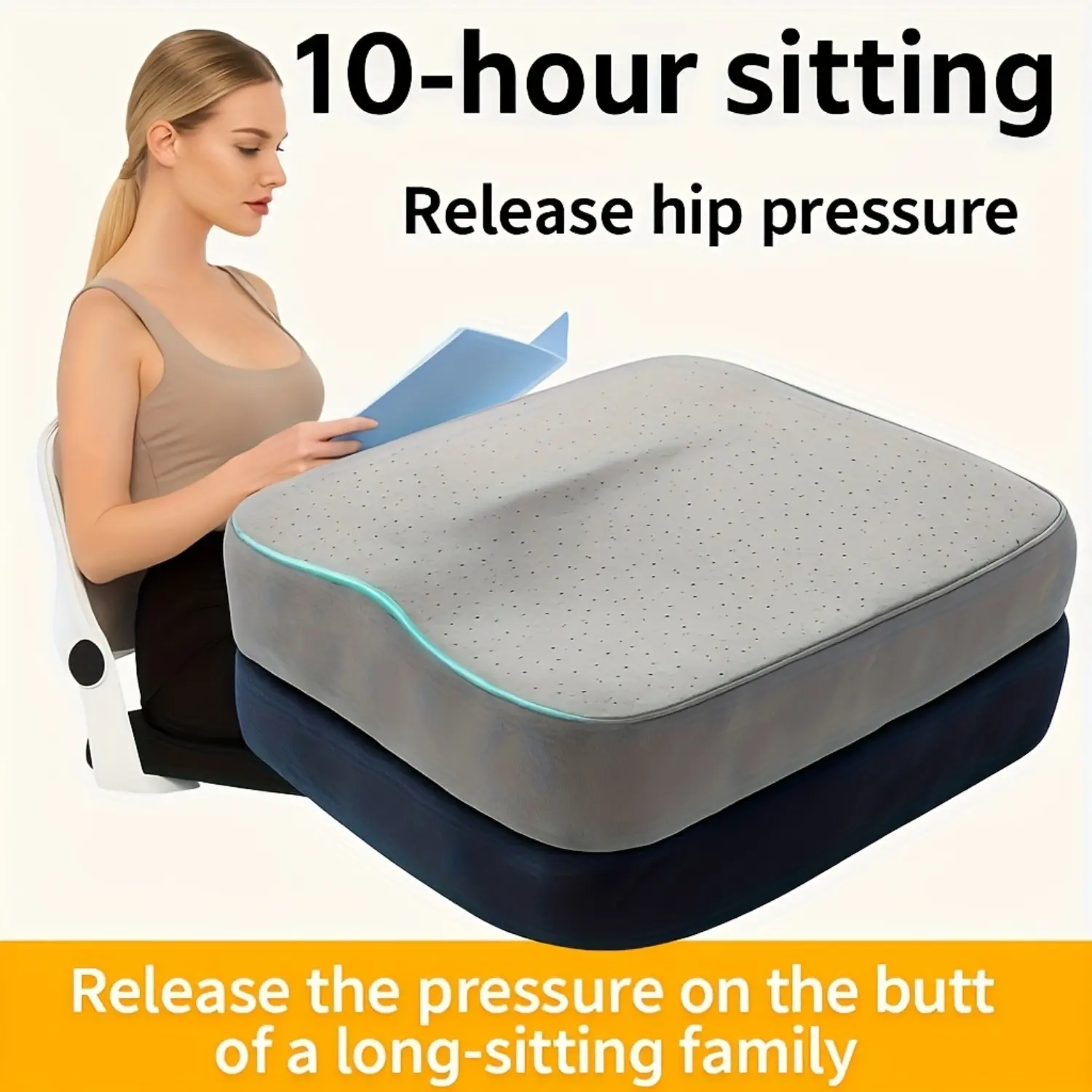 3-color Memory Foam Seat Cushion with Breathable and Washable Cover, Comfortable for Cars, Wheelchairs and Office Chairs, Made of Polyester, Hand Wash Only - Suitable for Office Workers