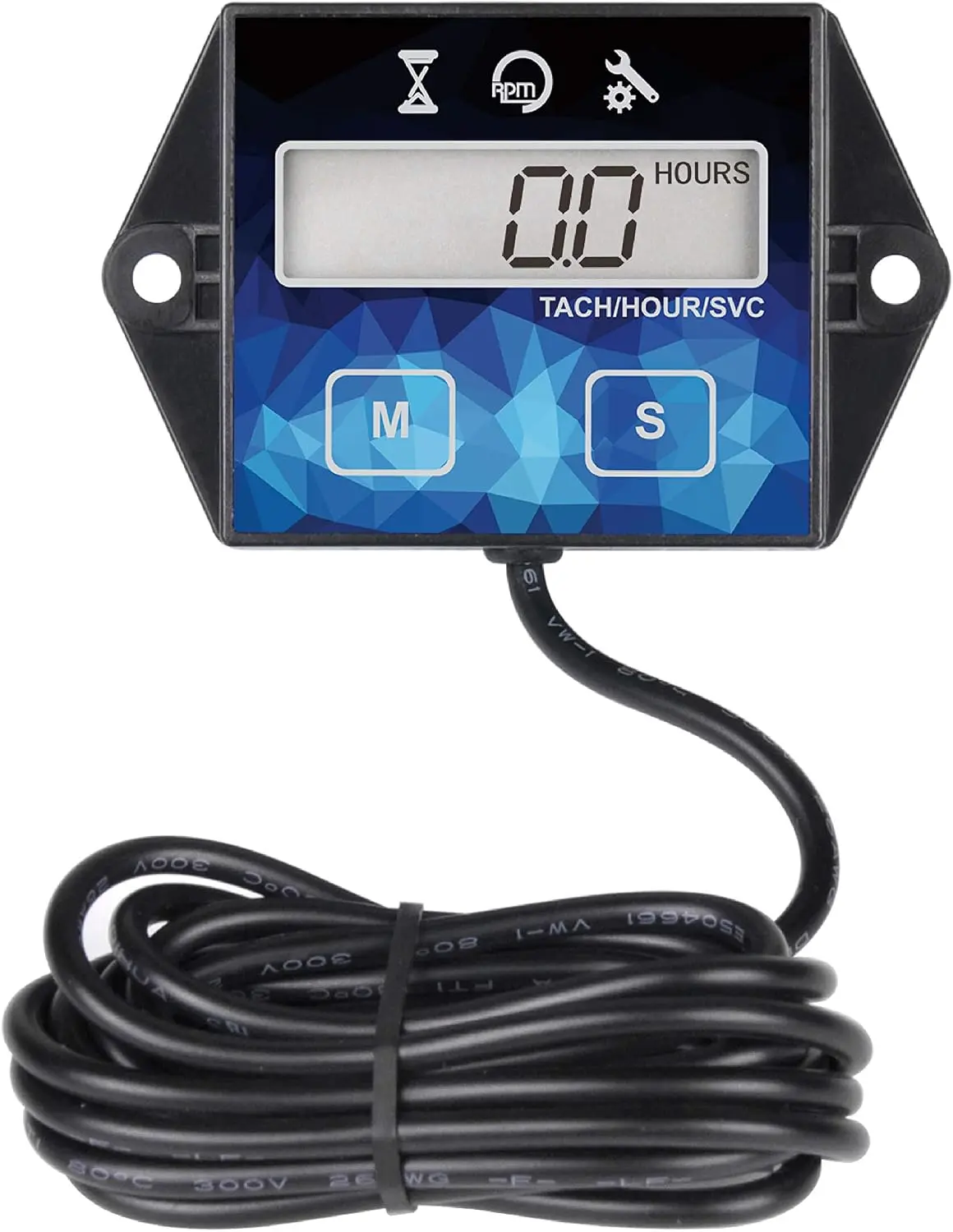 RL-HM011F Digital Hour Meter, Small Engine Tachometer | Maintenance Reminder IP65 Waterproof Replaceable Battery RPM Counter for Lawn Mower, Tractor, Generator, Marine Outboard