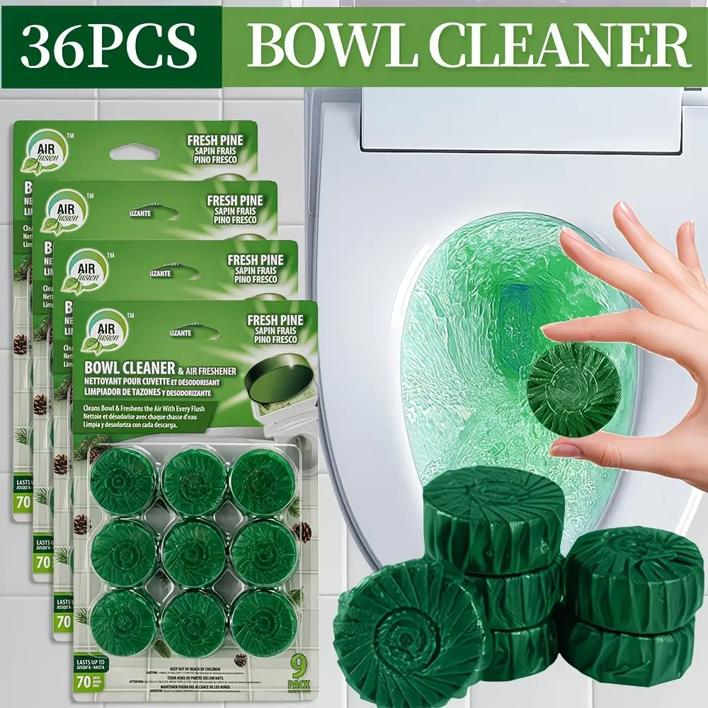 9-Pack Automatic Toilet Bowl Cleaner Tablets – Powerful Stain Remover & Long-Lasting Deodorizer, Low Odor Freshness, 3 Scents, Safe for Plastic Toilets & RV Use